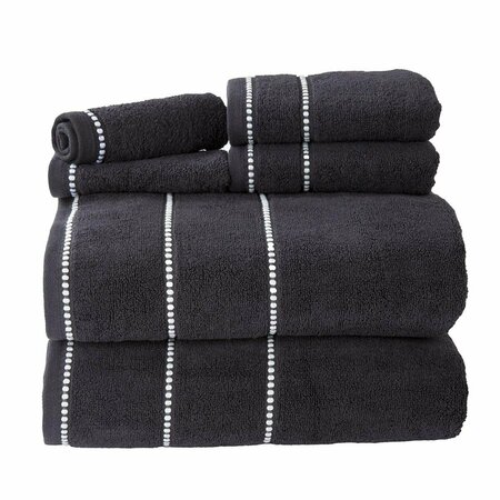 BEDFORD HOME Quick Dry 100 Percent Cotton Zero Twist 6 Piece Towel Set - Black 67A-76948
